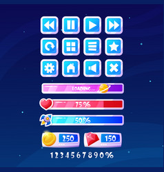 Space Game Menu Buttons Interactive Icons