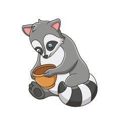 Cartoon The Raccoon Is Sitting By The River