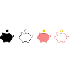 Piggy Bank Icons Set Saving Money Icon