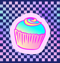 Cupcake Over Chequer Pattern