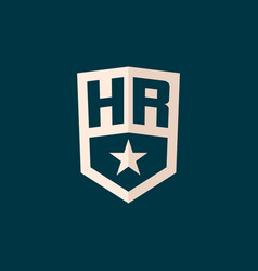 Initial Hr Logo Star Shield Symbol With Simple