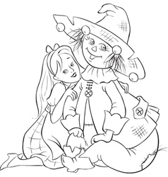 Dorothy And Scarecrow Wizard Of Oz Outlined