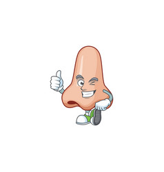 Mascot Design Style Nose Showing Thumbs Up Finger