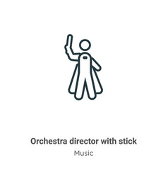 Orchestra Director With Stick Outline Icon Thin