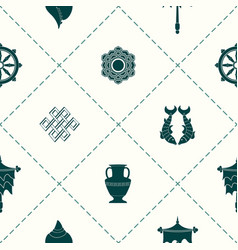 Seamless Pattern With Eight Auspicious Symbols