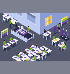 Sewing Factory Isometric Composition