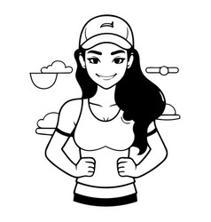 Sporty Woman Running In The Park Cartoon Style