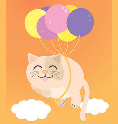 A Fat Cat Floating In Orange Sky