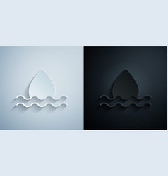 Paper Cut Water Drop Icon Isolated On Grey