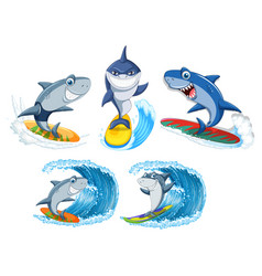 Set Of Shark Cartoon Character