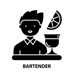 Bartender Icon Black Sign With Editable