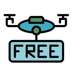 Free Drone Delivery Icon Color Outline