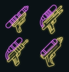 Squirt Gun Icons Set Neon