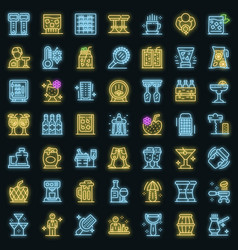 Bartender Icons Set Neon