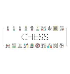 Chess Smart Strategy Game Figure Icons Set