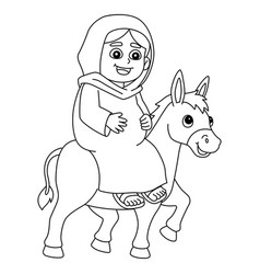 Mary And The Donkey Isolated Coloring Page