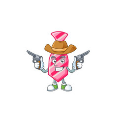 Confident Pink Stripes Tie Cowboy Holding Guns