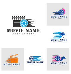 Set Of Fast Film Logo Design Concept Cinema