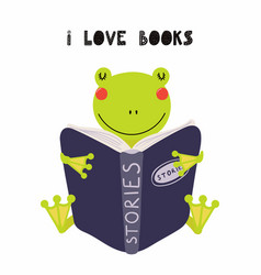 Cute Frog Reading A Book