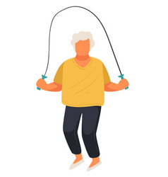 Senior Woman Skipping With Jumping Rope Active