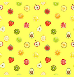 Summer Color Seamless Pattern With Half Fruits