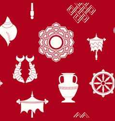 Seamless Pattern With Eight Auspicious Symbols