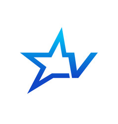 Stylist Initial V Blue Star Logo