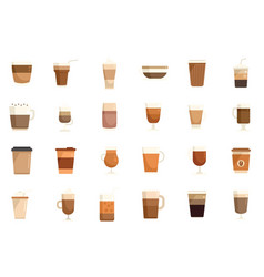 Latte Icons Set Flat Coffee Drink