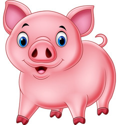 Cartoon happy pig isolated on white backgr Vector Image