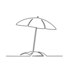 Continuous One Line Drawing Of Beach Umbrella And