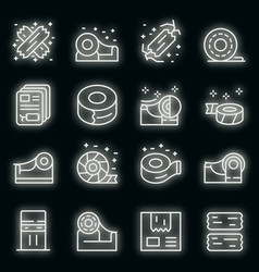 Scotch Tape Icons Set Neon