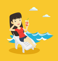 Woman Relaxing On Beach Chair