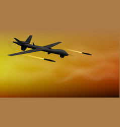 3d Unmanned Military Drone Silhouette On Sunset