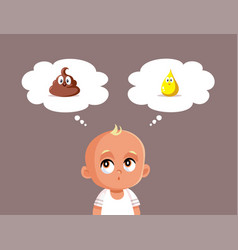 Baby Thinking About Pee And Poop Cartoon