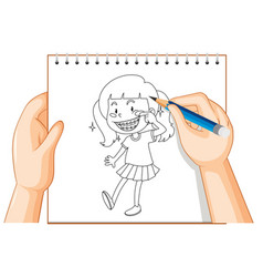 Hand Writing Girl Smile With Braces Outline