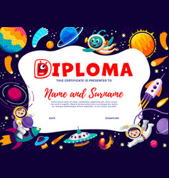 Kids Diploma With Astronauts Aliens Space Planet