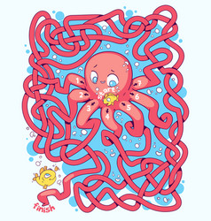 Children Logic Game To Pass The Maze Cute Octopus