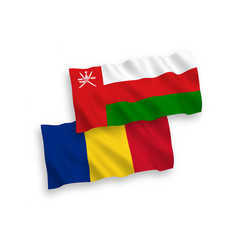 Flags Of Romania And Sultanate Of Oman On A White