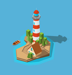 Lighthouse Isometric Sea Ocean Boat Beach Small