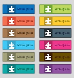 Puzzle Piece Icon Sign Set Of Twelve Rectangular