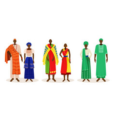 Set Of African People In Tribal Costumes