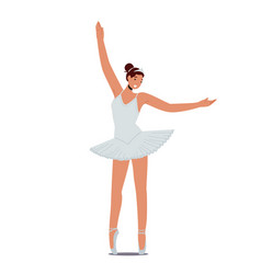 Ballerina Girl Wear Tutu And Pointe Shoes Stand