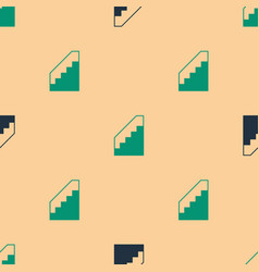 Green And Black Stairs Up Icon Isolated Seamless