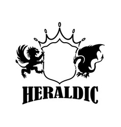 Heraldic Shield Lion And Dragon Sign