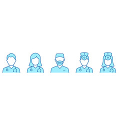 Hospital Healthcare Staff Color Line Icon Set