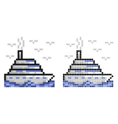 Pixel Icon Multi Deck Liner Side View Cruise Ship