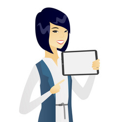 Young Asian Business Woman Holding Tablet Computer