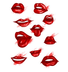 Collection red lips Royalty Free Vector Image - VectorStock