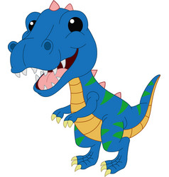 Cute Blue Dinosaur Cartoon On White Background