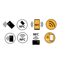 Nfc Icon Set Contactless Wireless Pay Sign Logo